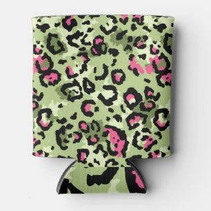 Enfriador De Latas Pieles leopardo, patrón de moda sin costuras.