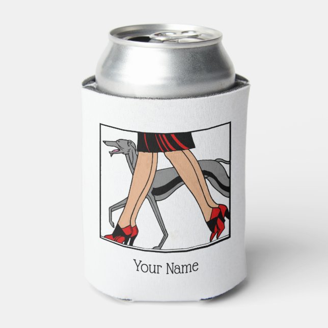 Enfriador De Latas Piernas Art Deco Mujeres Greyhound Whippet Dog R (Lata Anverso)