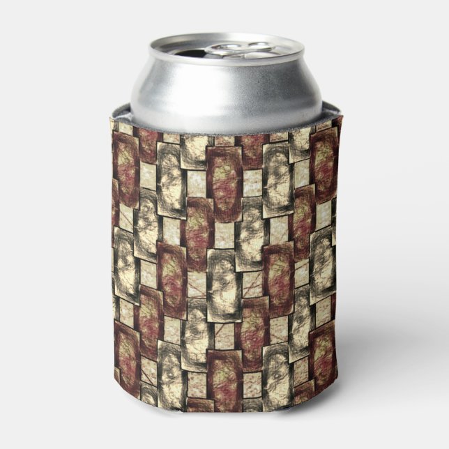 Enfriador De Latas Piezas rectangulares talladas y manchadas, rojo do (Lata Anverso)