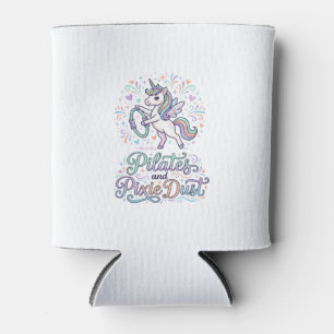 Enfriador De Latas Pilates de Unicornio y Polvo de Hadas de Fondo Bla