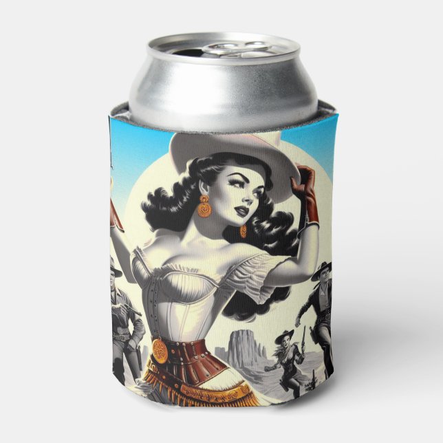 Enfriador De Latas Pin-up retro occidental (Lata Anverso)