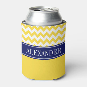 Enfriador De Latas Piña Amarillo Chevron Blanco CB Azul Marino Monogr