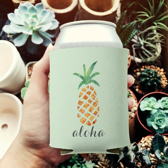 Enfriador De Latas Piña de acuarela tropical de Aloha (Subido por el creador)