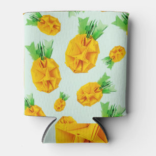 Enfriador De Latas Piña de origami: diseño amarillo tropical