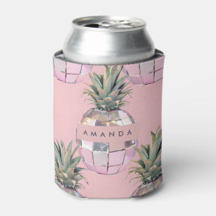 Enfriador De Latas Piña Disco Glam Personalizada Metálica Rosa