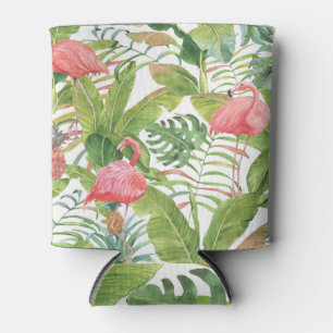 Enfriador De Latas Piña Flamingo Tropical: Patrón dibujado mano