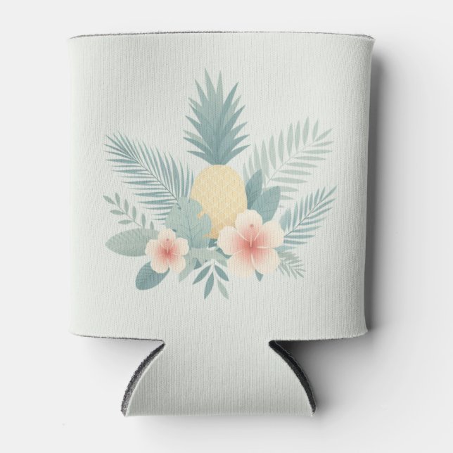 Enfriador De Latas Piña floral y Hawaiana (Anverso)