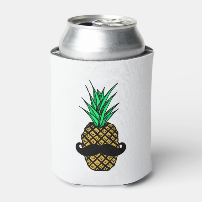 Enfriador De Latas Piña tropical divertida con bigote (Lata Anverso)