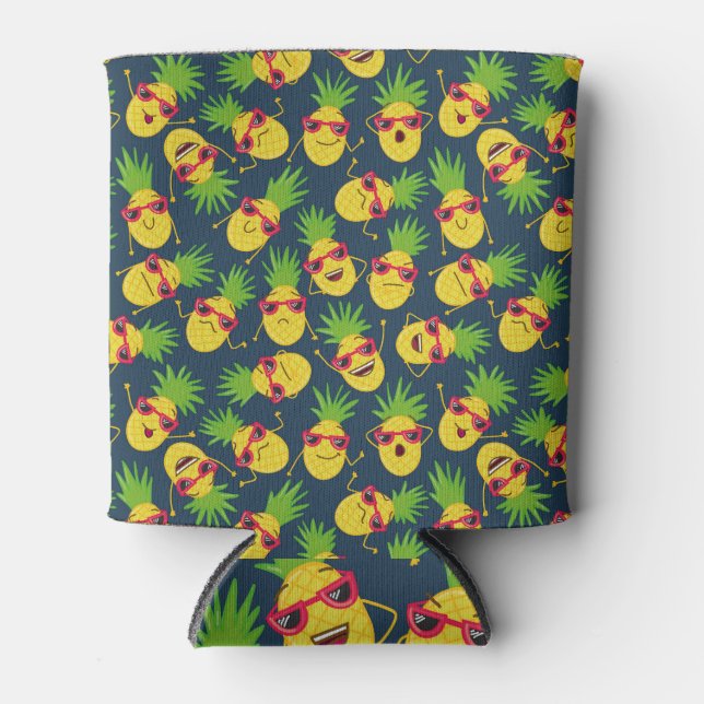 Enfriador De Latas Piñas de perro, dibujadas a mano, patrón de verano (Anverso)