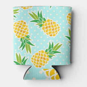 Enfriador De Latas Piñas Exóticas: Polka Azul-Dot Diversión.