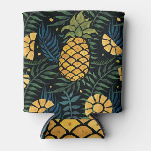 Enfriador De Latas Piñas, hojas de palma: patrón tropical.