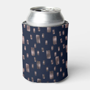 Enfriador De Latas Pincel Moderno Rosa Dorado y Azul Marino Brillante