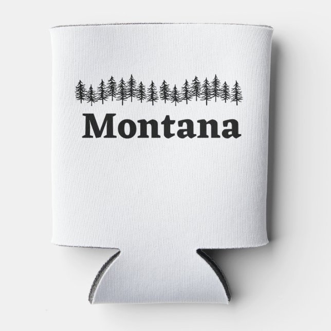 Enfriador De Latas Pine Trees Montana. Soporteros, deportistas (Anverso)