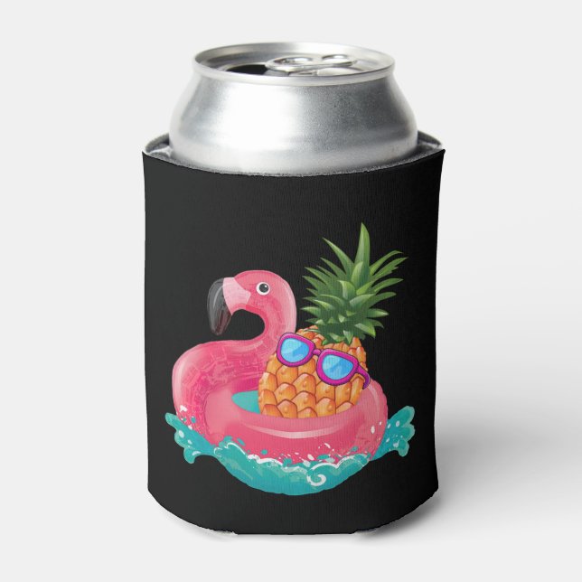 Enfriador De Latas Pineapple Flamingo Cute Funny Tropical Fruit (Lata Anverso)