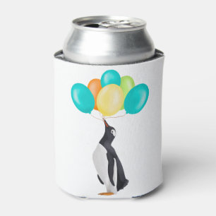 Enfriador De Latas Pingüino Con Globos Coloridos