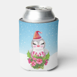 Enfriador De Latas Pingüino de Navidades burdos en Santa Hat
