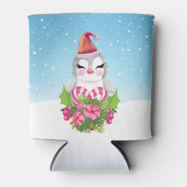 Enfriador De Latas Pingüino de Navidades burdos en Santa Hat