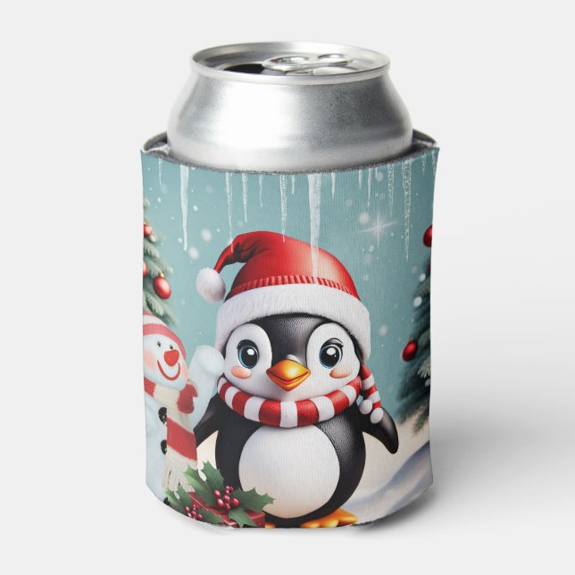 Enfriador De Latas Pingüino gracioso. (Lata Anverso)