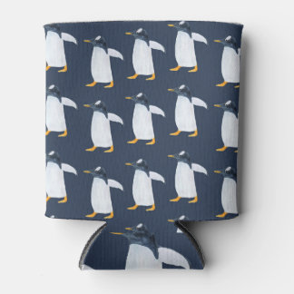 Enfriador De Latas Pingüinos: Pequeña acuarela oscura