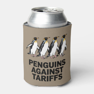 Enfriador De Latas Pingüinos Vintage Protestan Contra Aranceles Diver
