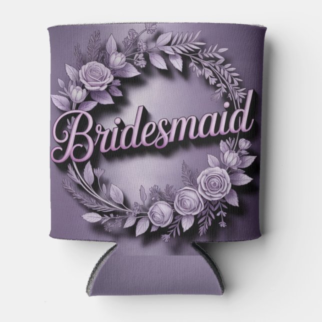 Enfriador De Latas Pink Bridesmaid Script Lavender Can Cooler (Anverso)