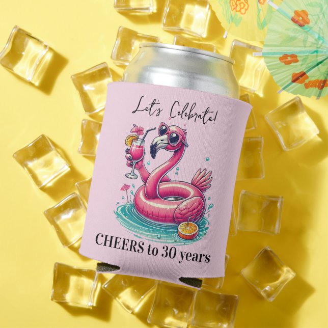 Enfriador De Latas Pink Flamingo Summer Birthday Party (Verano in situ)