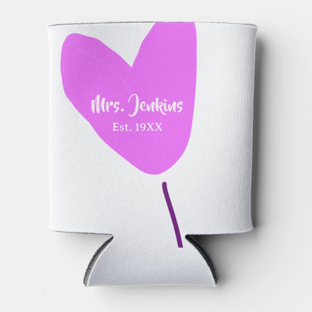 Enfriador De Latas Pink heart balloon Mrs add name est. Add year love (Anverso)