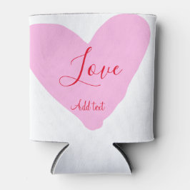 Enfriador De Latas Pink heart love happy Valentine's day text red nam
