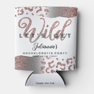 Enfriador De Latas Pink Let's get Wild Animal Print Bachelorette Bach