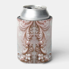 Enfriador De Latas Pink Ornate Pearl and Floral Can Cooler