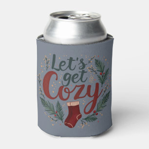 Enfriador De Latas Pino Berry Lettering Azul de Vacaciones Acogedoras