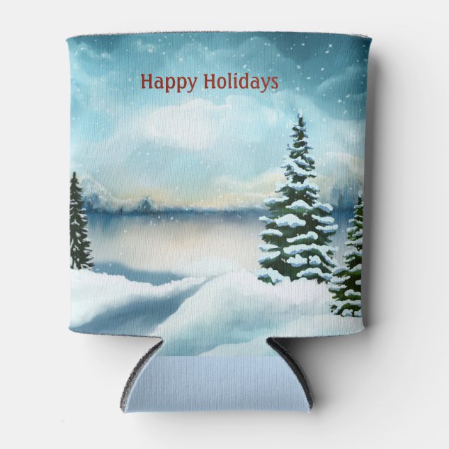 Enfriador De Latas Pinos nevados cerca de un lago (Anverso)