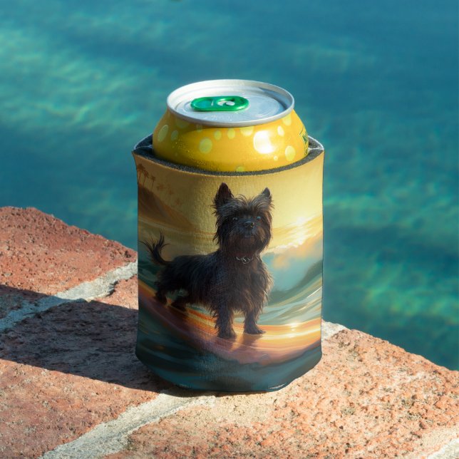 Enfriador De Latas Pintado de surf Affenpinscher Beach (Piscina in situ)