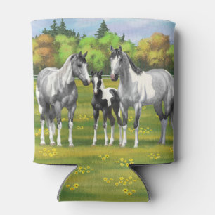 Enfriador De Latas Pintar los caballos de pintura de guijarros de gri