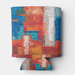Enfriador De Latas Pintura acrílica roja y azul Resumen de arte Resum