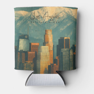 Enfriador De Latas Pintura Acuarela Vintage de Los Ángeles   Californ