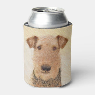 Enfriador De Latas Pintura de Airedale Terrier - Arte original y boni