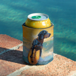 Enfriador De Latas Pintura de Bluetick Coonhound Beach Surfing