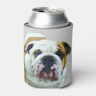 Enfriador De Latas Pintura de Bulldog: adorable arte original del per