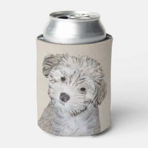 Enfriador De Latas Pintura de cachorro habanesa - Arte de perro origi