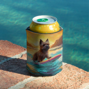 Enfriador De Latas Pintura de Cairn Terrier Beach Surfing