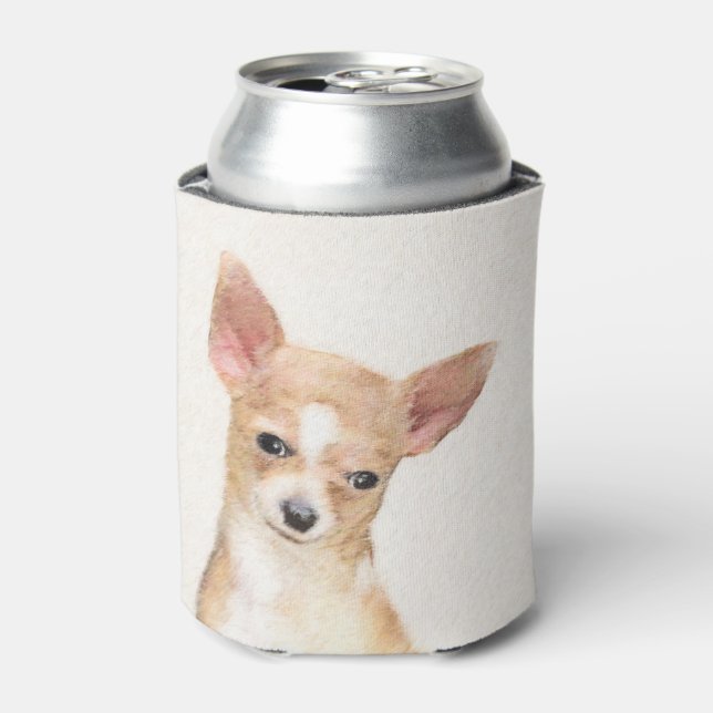 Enfriador De Latas Pintura de Chihuahua - Arte Perro Original. (Lata Anverso)