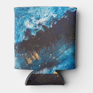 Enfriador De Latas Pintura de cielo estrellado azul acrílico.