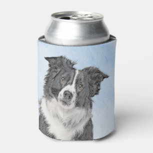 Enfriador De Latas Pintura de color de borde - Arte de perro original