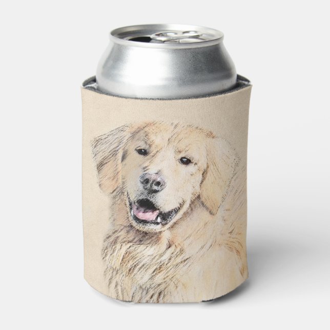 Enfriador De Latas Pintura de Golden Retriever - Cute original Dog Ar (Lata Anverso)