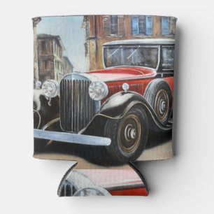 Enfriador De Latas Pintura de la Ciudad Vieja del Coche Retro