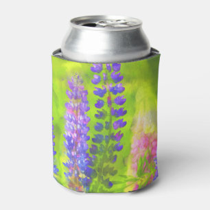 Enfriador De Latas Pintura de Lupine - Arte original de las flores