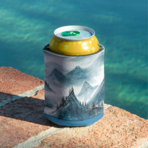 Enfriador De Latas Pintura de paisajes de Chinoiserie azul clásico