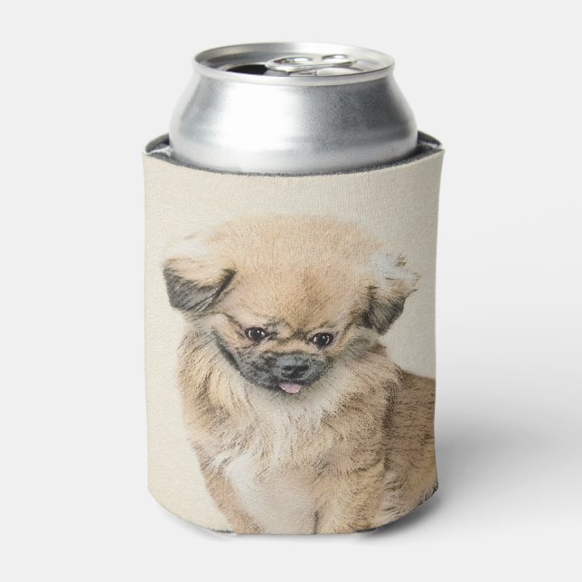 Enfriador De Latas Pintura de Pekín - Arte de perro original muy lind (Lata Anverso)