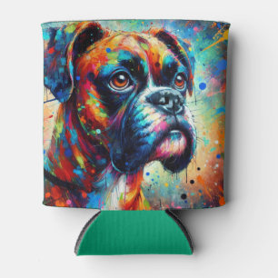Enfriador De Latas Pintura de perro de arte pop colorista impresionis